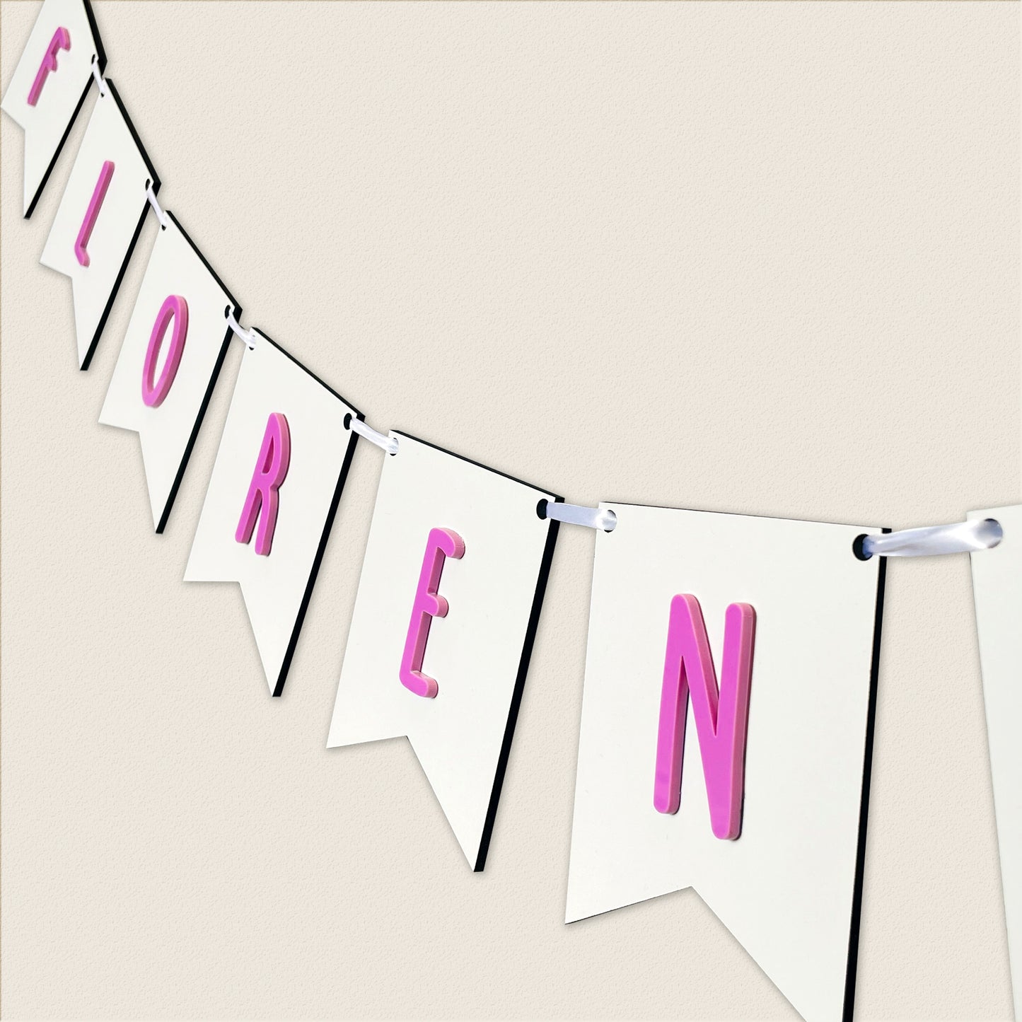 Personalised White Wood Name Bunting - Nursery or Child's Room Decor - Add any Name