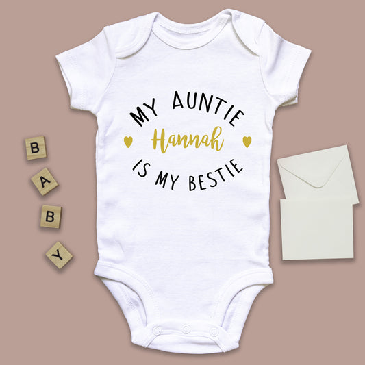 My Auntie is My Bestie Baby Grow Vest - Add any Name