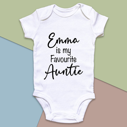 Personalised Emma is my Favourite Auntie Baby Grow Vest - Add any Name