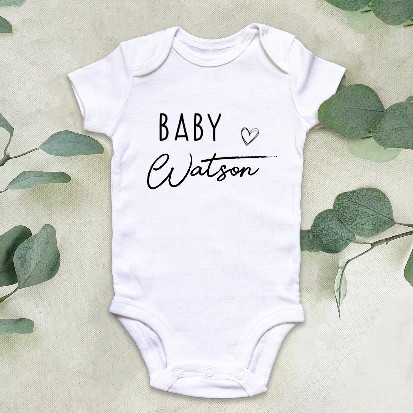 Personalised Baby Surname with Heart Baby Grow Vest
