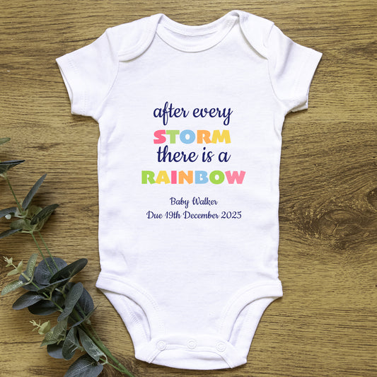 Personalised After Every Storm There is a Rainbow Baby Grow Vest