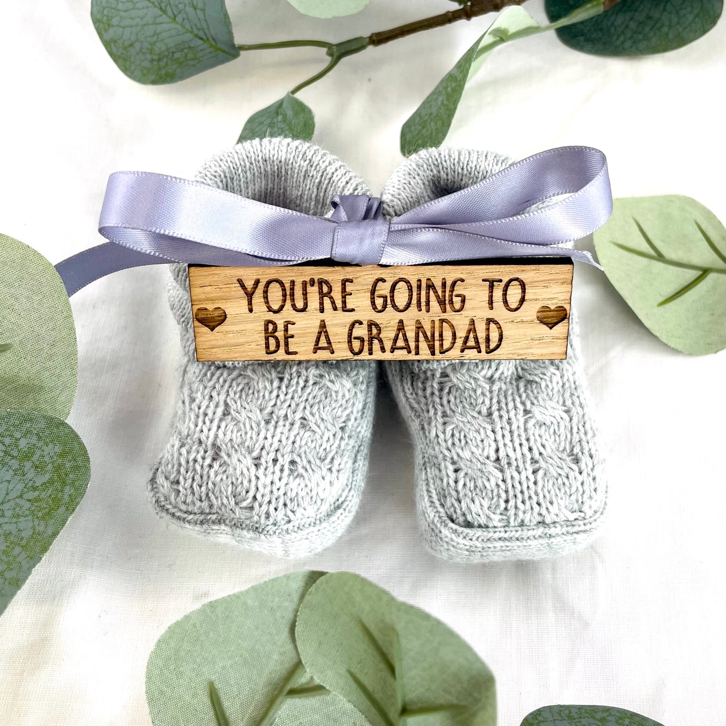 Guess What 'You're going to be a..' Pregnancy Announcement Grey Booties - Choose any Role
