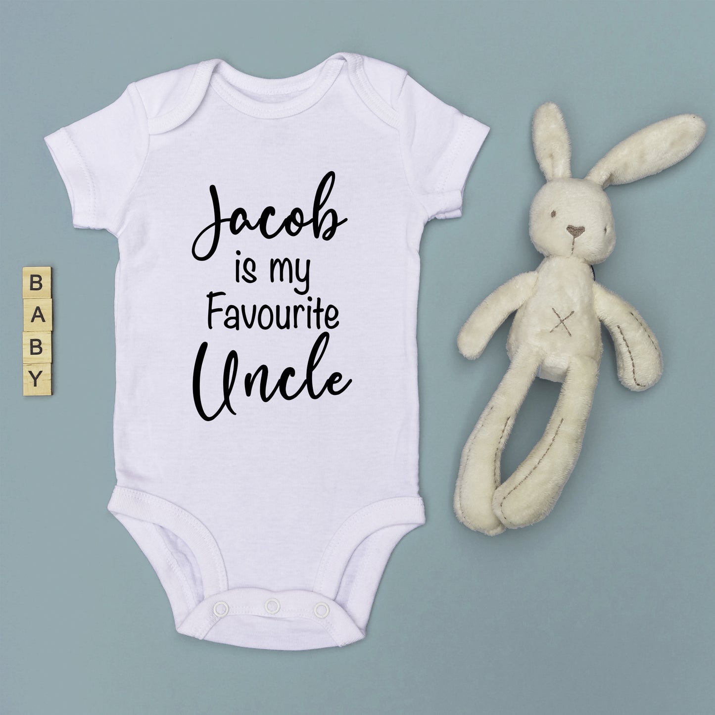 Personalised Jacob is my Favourite Uncle Baby Grow Vest - Add any Name