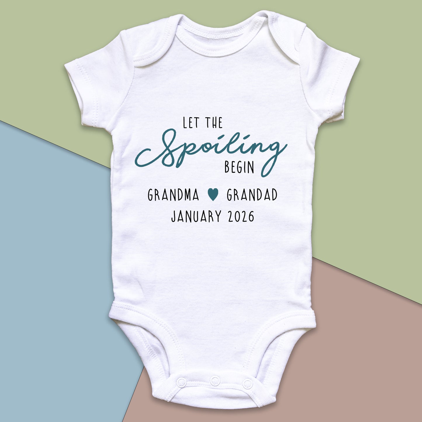 Personalised Let the Spoiling Begin Baby Grow Vest Grandparents