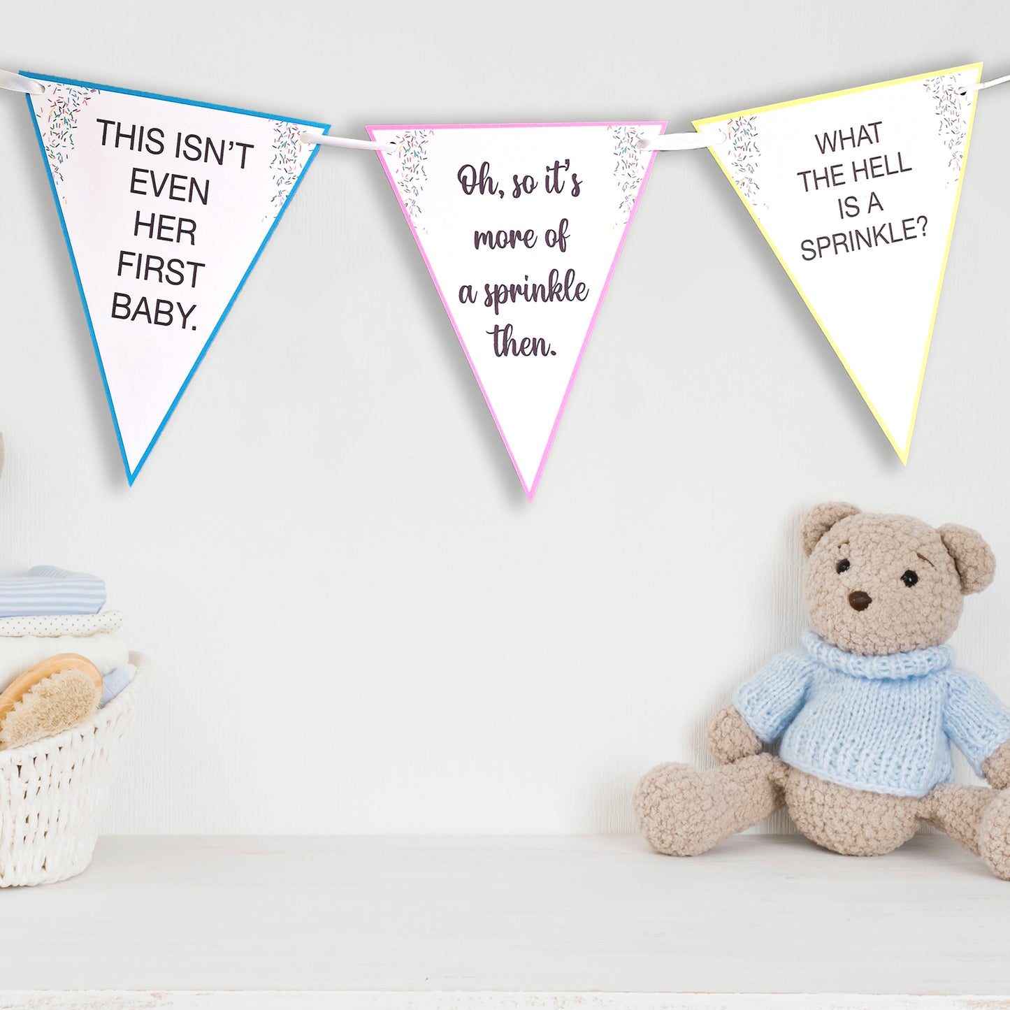 Baby Shower 'This isn't even her first baby!' Sprinkle Bunting - Baby Shower Bunting - Funny Baby Shower - Mummy Again