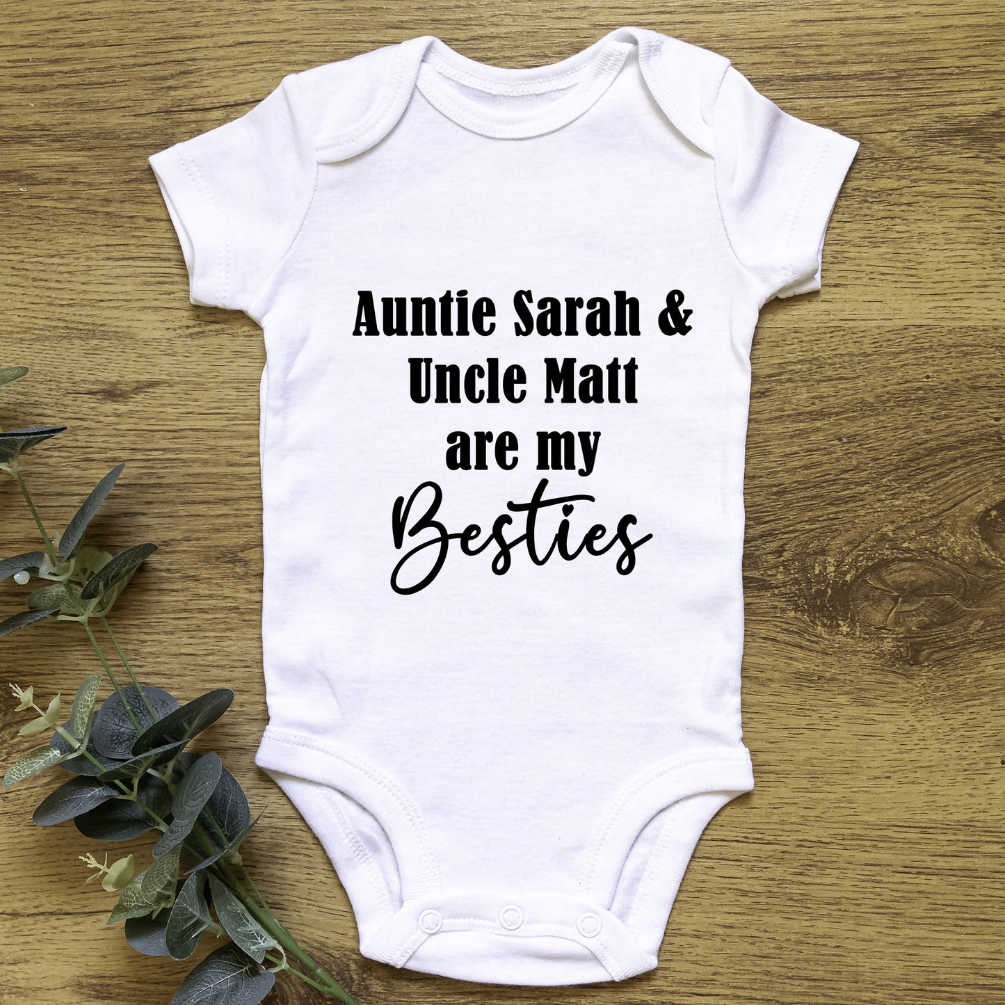 Personalised Auntie & Uncle are my Besties Baby Grow Vest