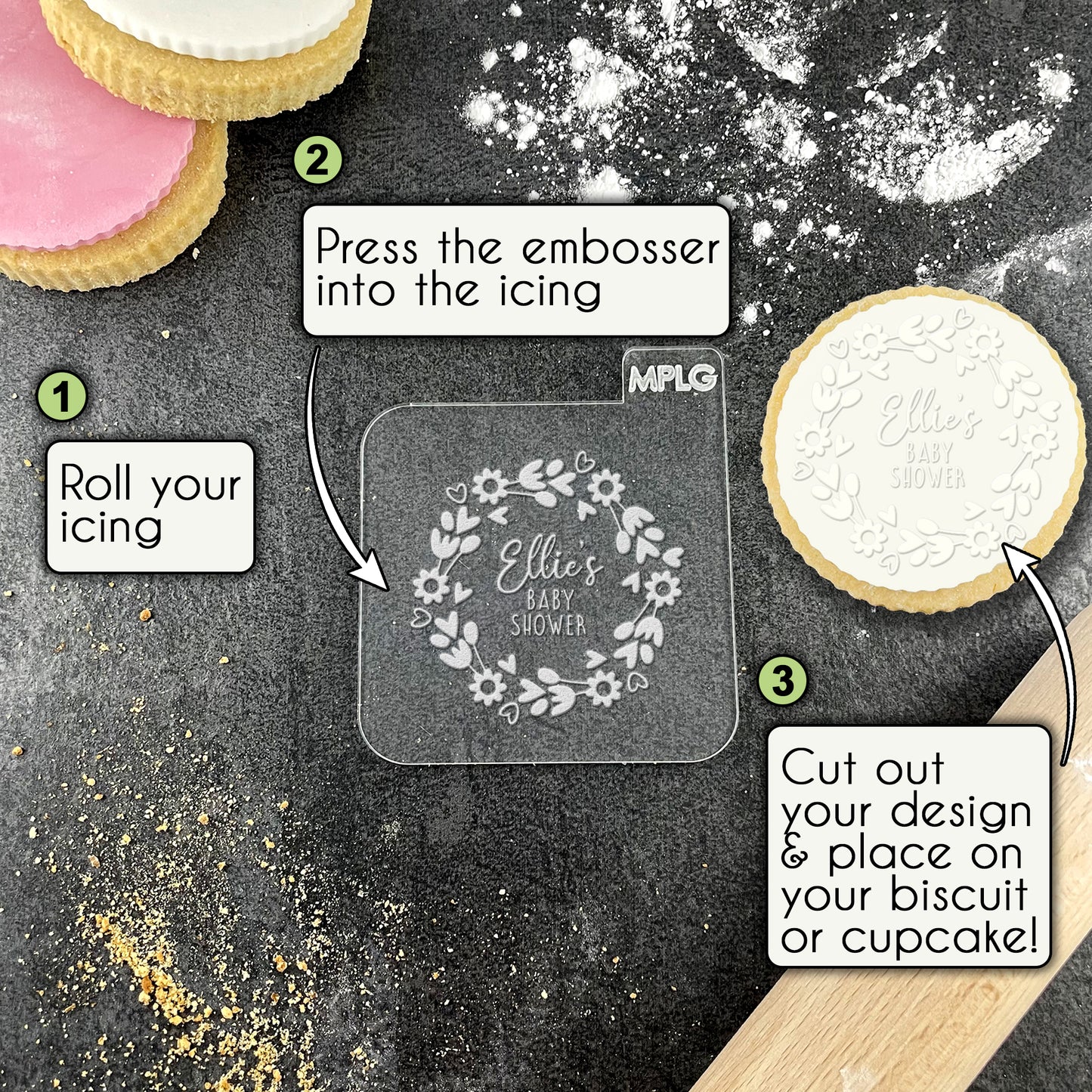 It's A Girl Icing Stamp Embosser for Biscuits, Cookies, Cupcakes