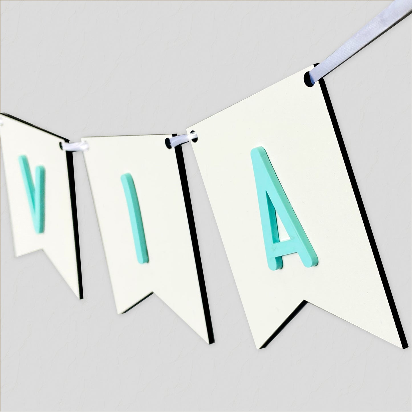 Personalised White Wood Name Bunting - Nursery or Child's Room Decor - Add any Name