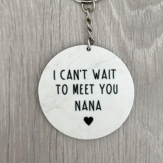 I Can't Wait to Meet You Daddy Keyring - Add any Name & Scan Photo