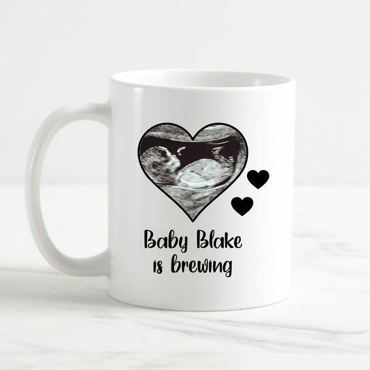 Baby is Brewing Mug - Add Surname and Scan Photo