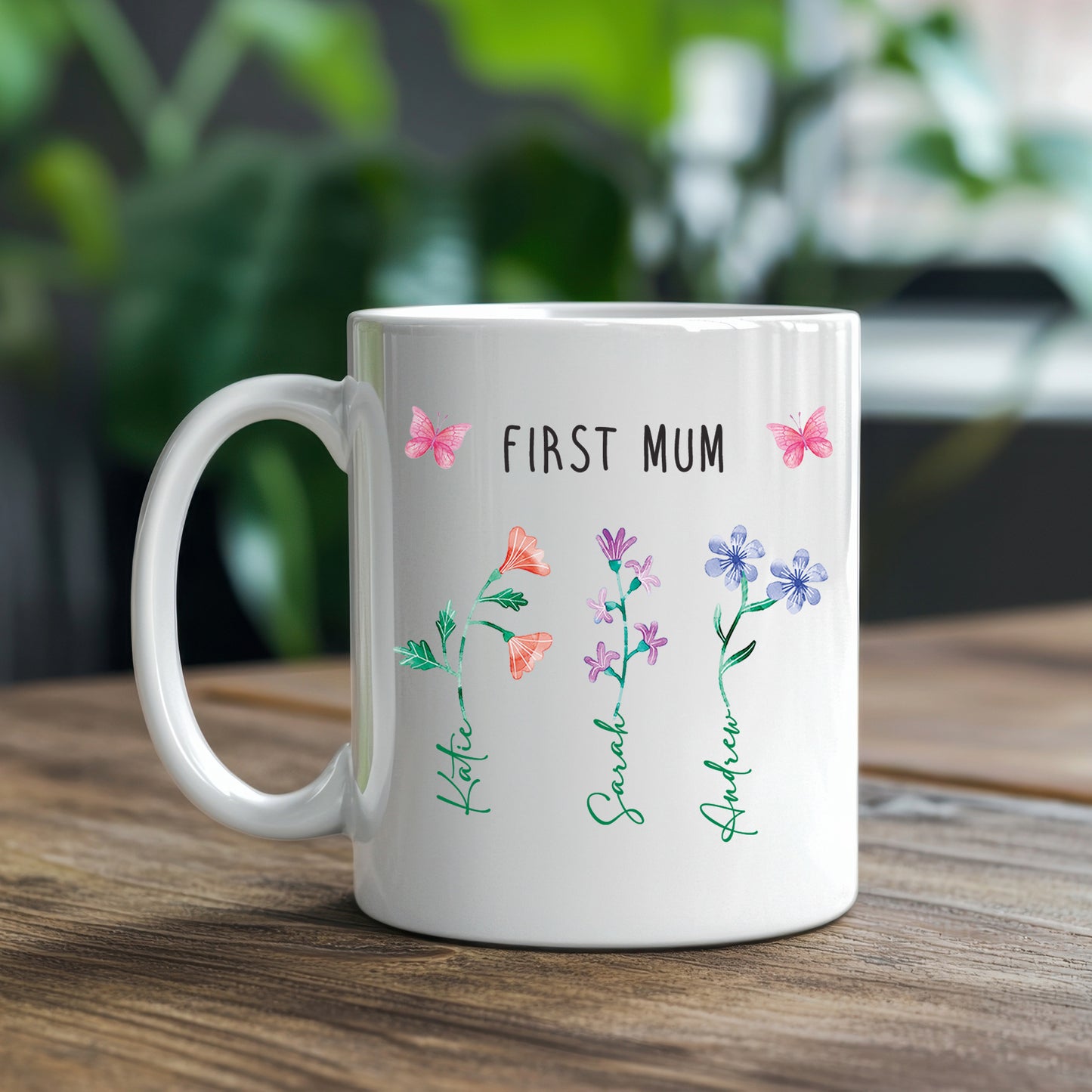 Personalised 'First Mum - Now Grandma' Flowers Mug - Mothers Day Gift for Mum and Grandma with Kids Names