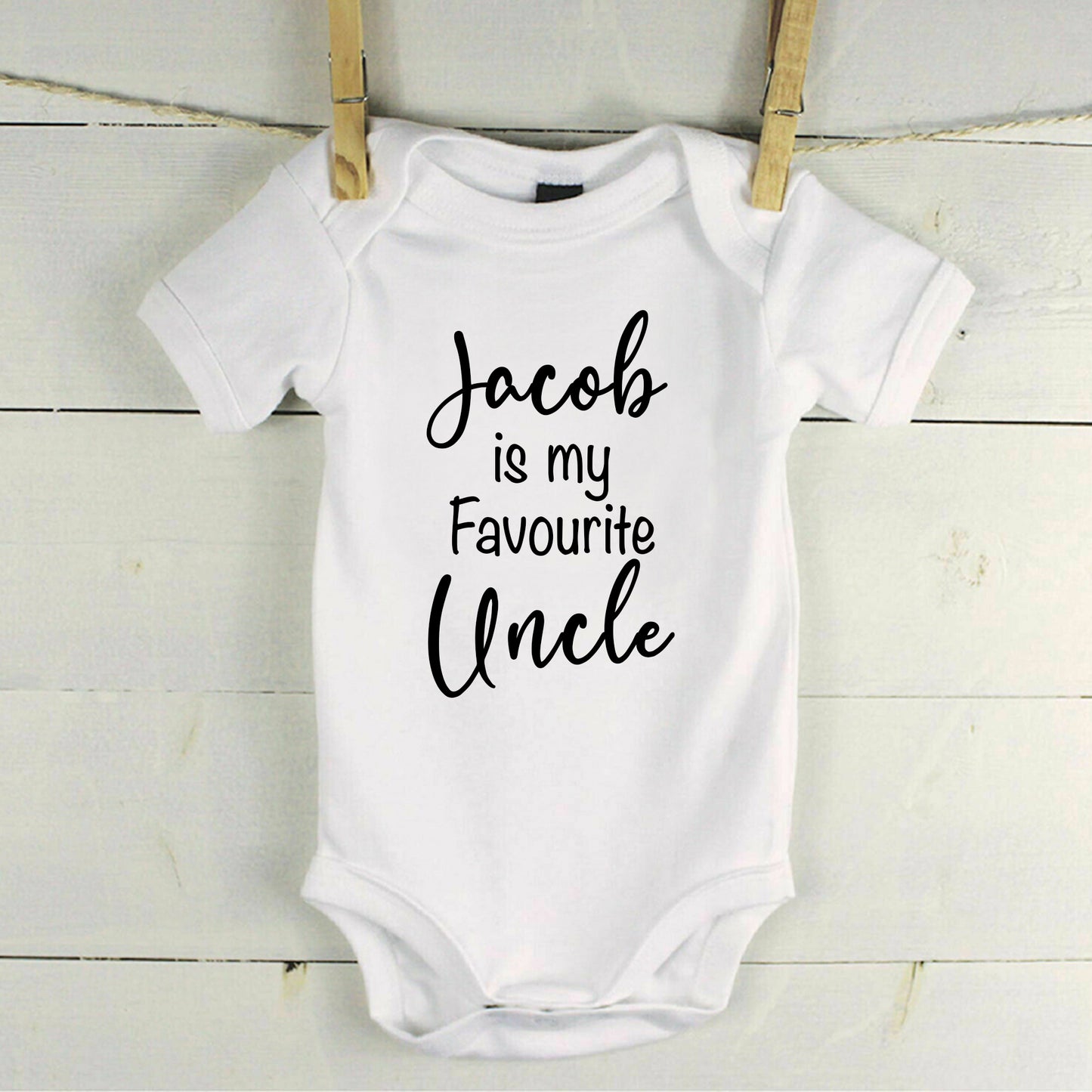 Personalised Jacob is my Favourite Uncle Baby Grow Vest - Add any Name