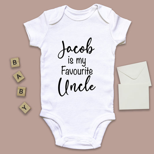 Personalised Jacob is my Favourite Uncle Baby Grow Vest - Add any Name