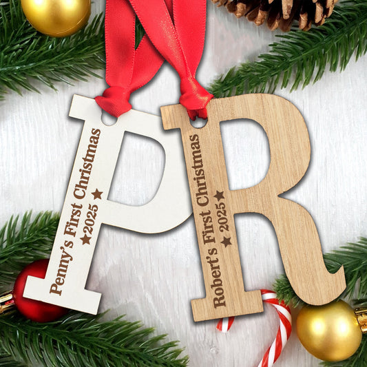 Personalised Name's First Christmas - Perfect Engraved Xmas Gift for the 1st Christmas, add any name and year!