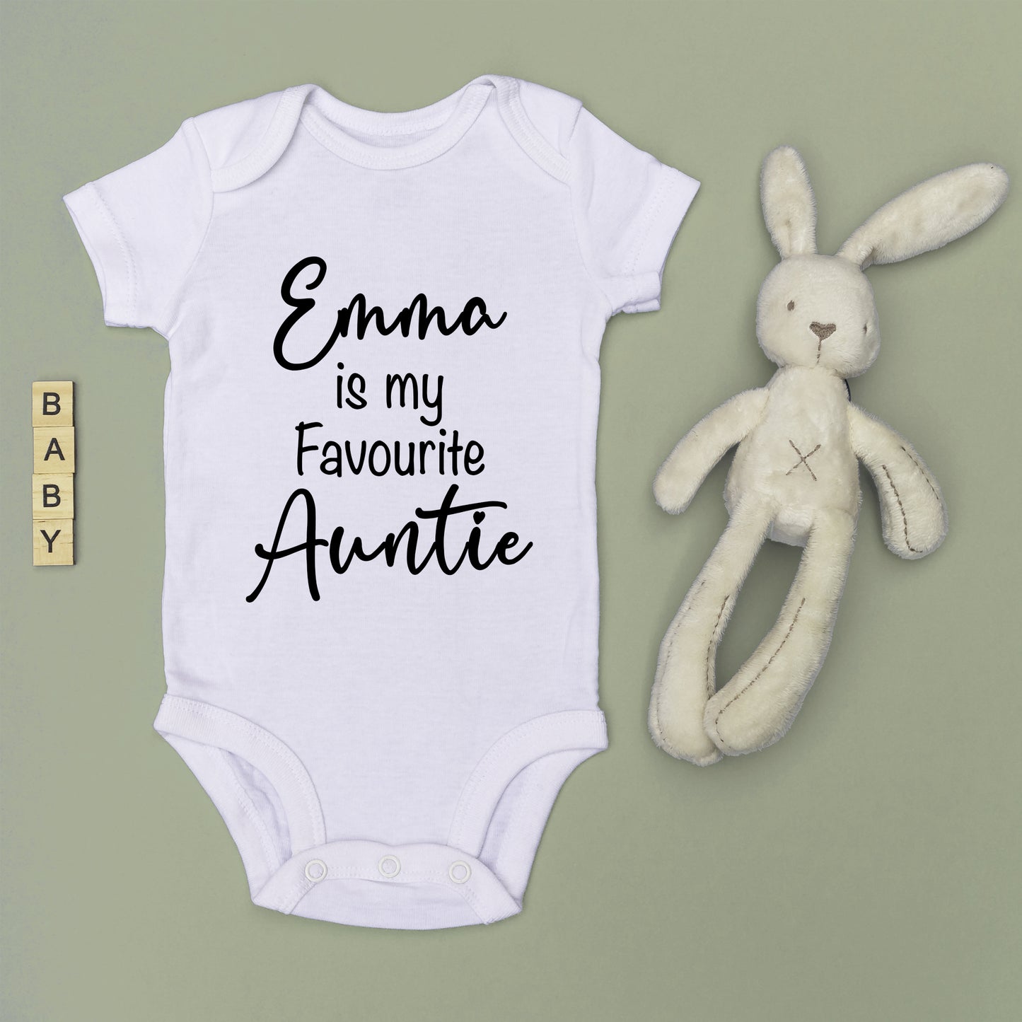 Personalised Emma is my Favourite Auntie Baby Grow Vest - Add any Name