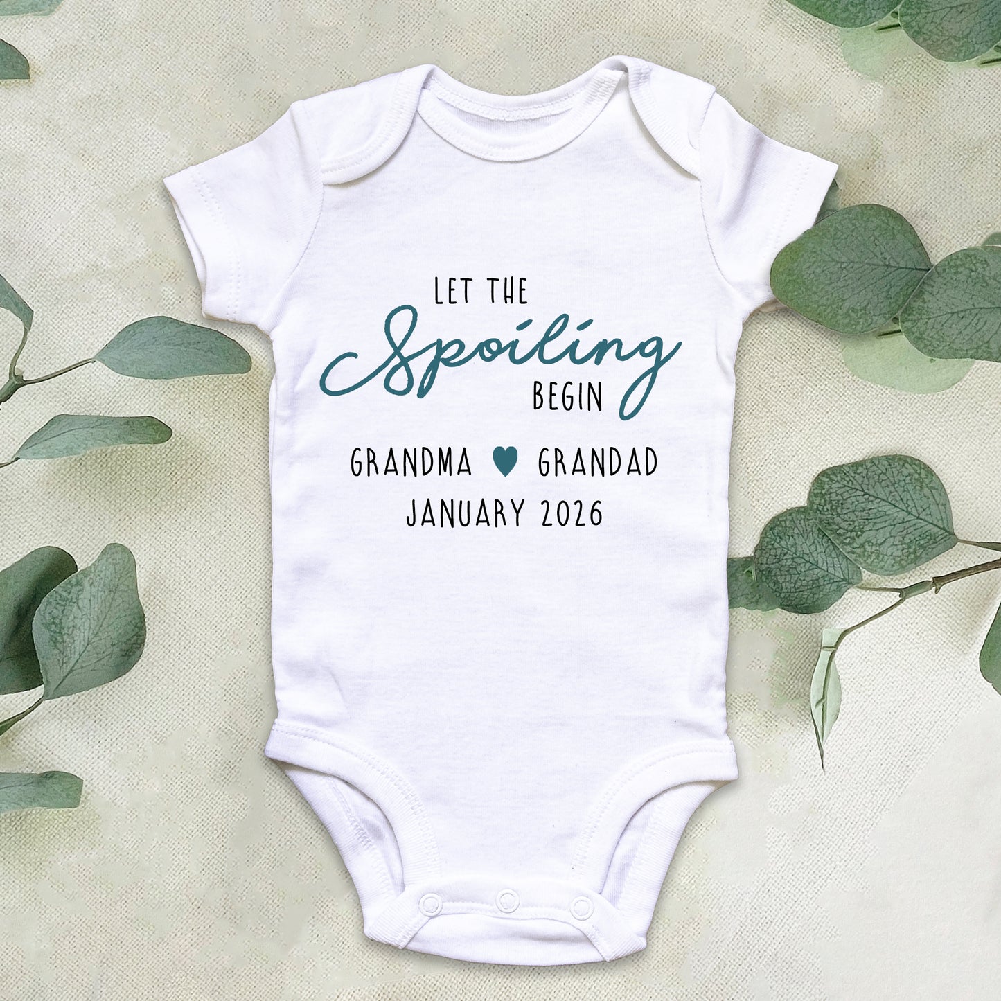 Personalised Let the Spoiling Begin Baby Grow Vest Grandparents