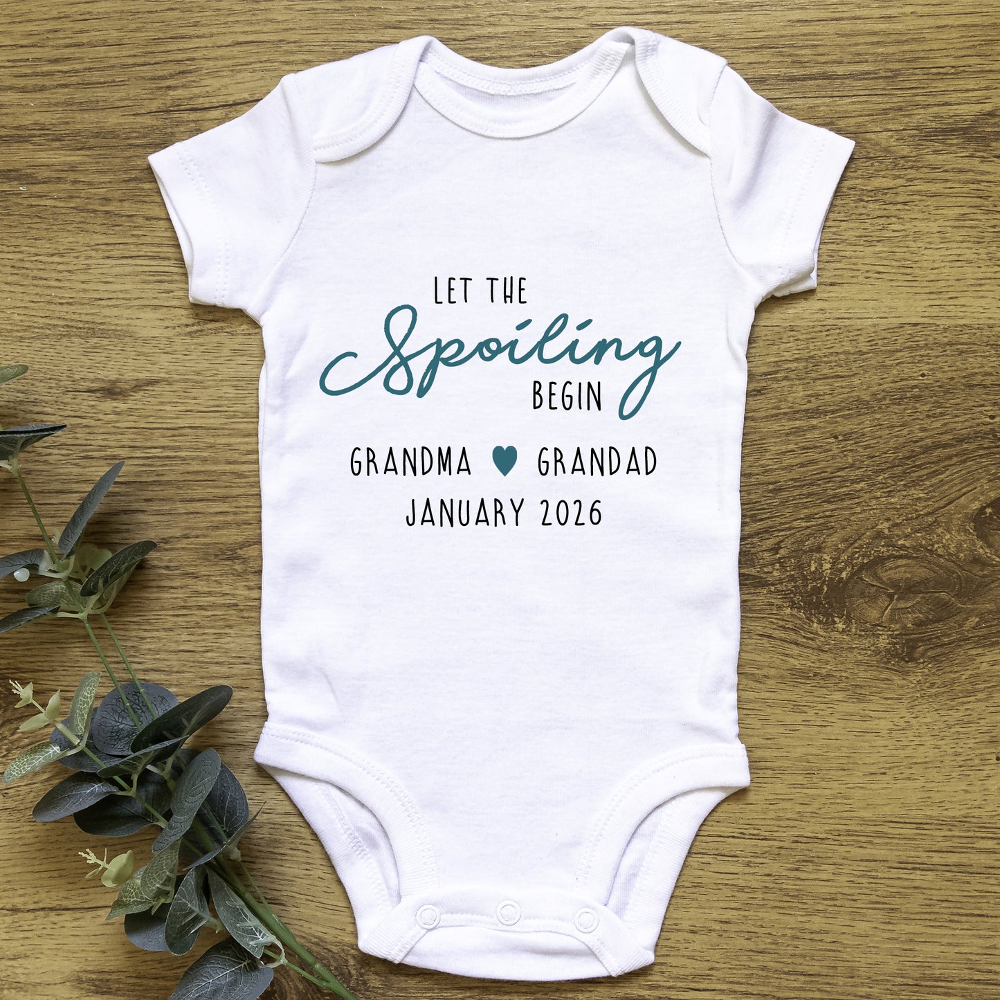 Personalised Let the Spoiling Begin Baby Grow Vest Grandparents