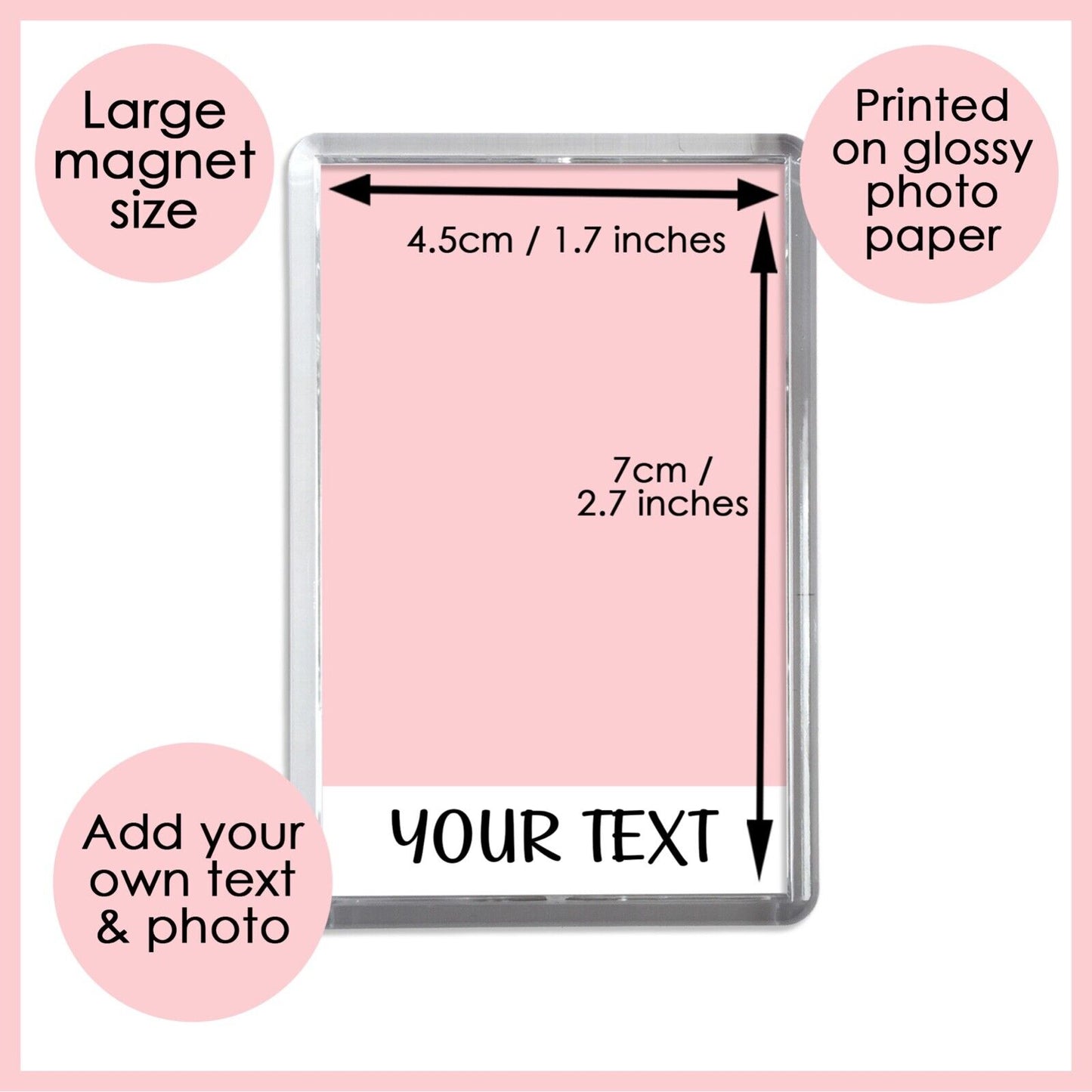 Personalised Baby Photo Magnet - Add your names - Any photo - Jumbo X Large 70mm x 45mm keyring - New Baby