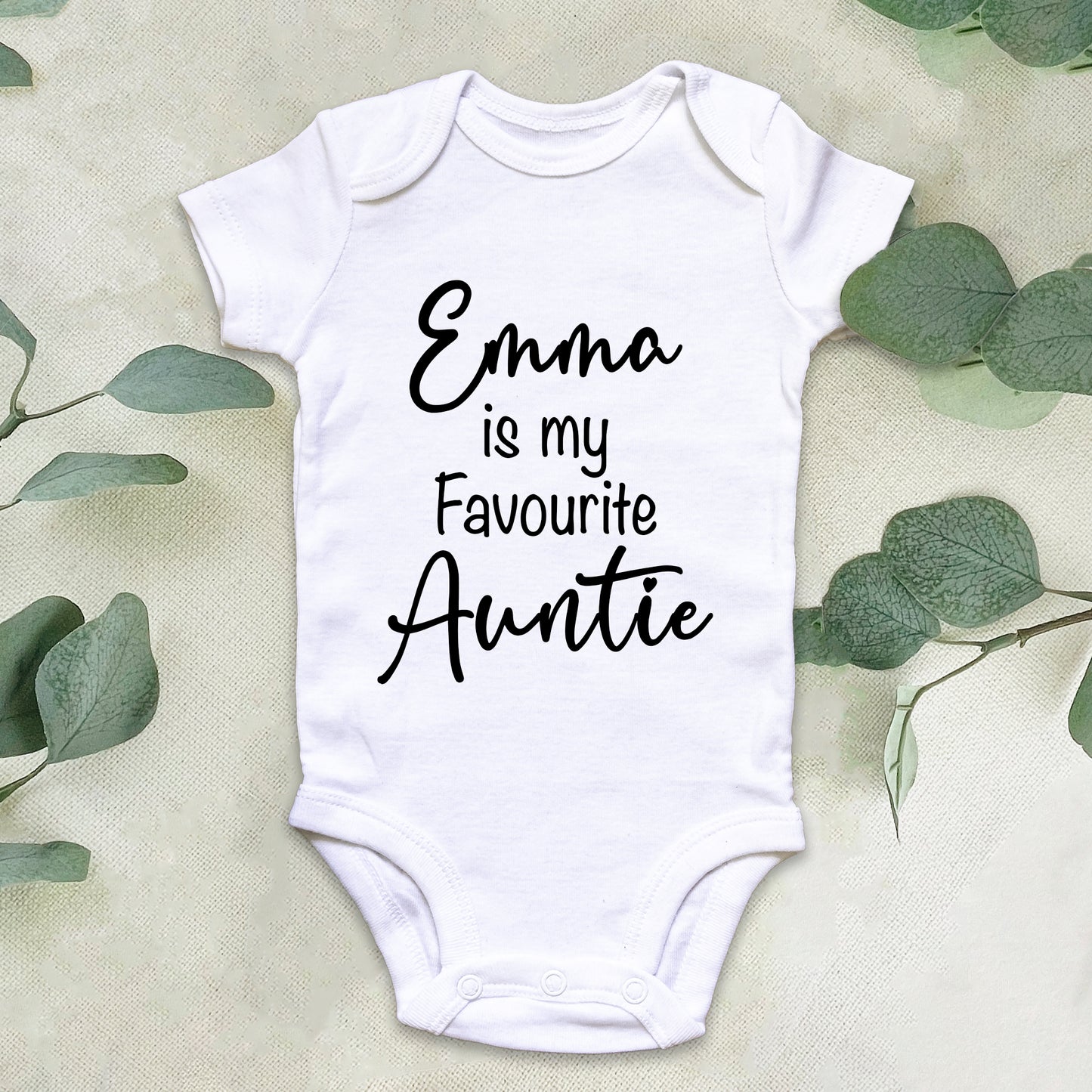 Personalised Emma is my Favourite Auntie Baby Grow Vest - Add any Name