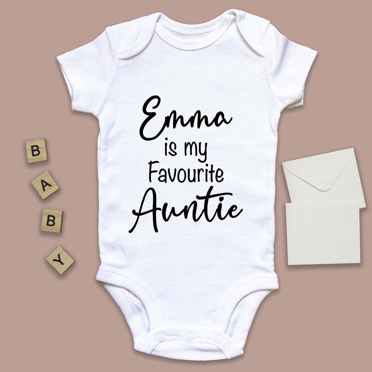 Personalised Emma is my Favourite Auntie Baby Grow Vest - Add any Name