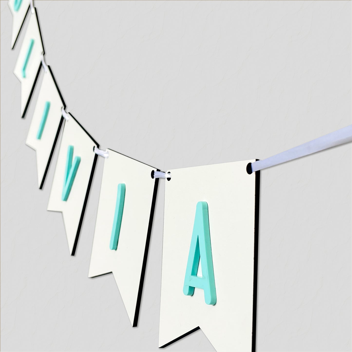 Personalised White Wood Name Bunting - Nursery or Child's Room Decor - Add any Name