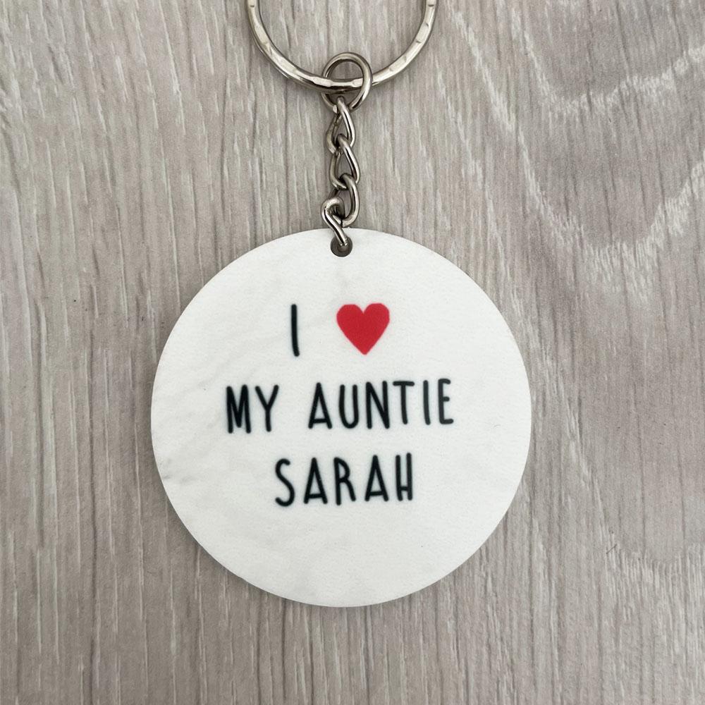 Personalised I love my Auntie Sarah Keyring - Add Any Role & Name