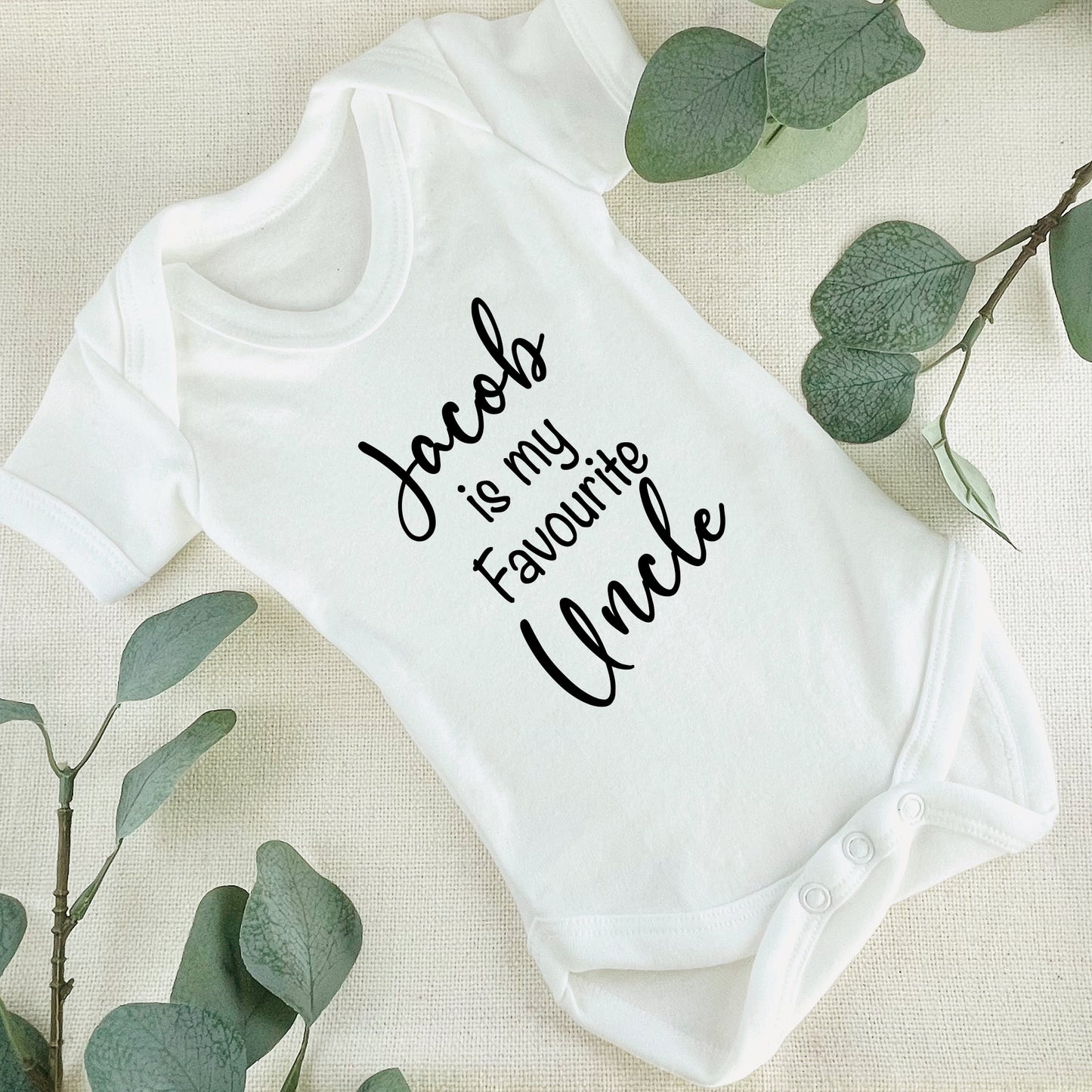Personalised Jacob is my Favourite Uncle Baby Grow Vest - Add any Name