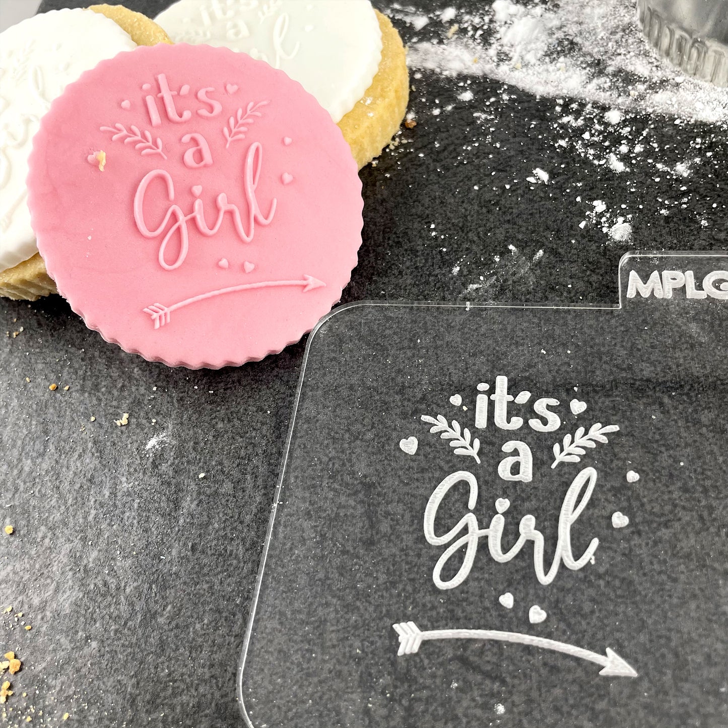 It's A Girl Icing Stamp Embosser for Biscuits, Cookies, Cupcakes