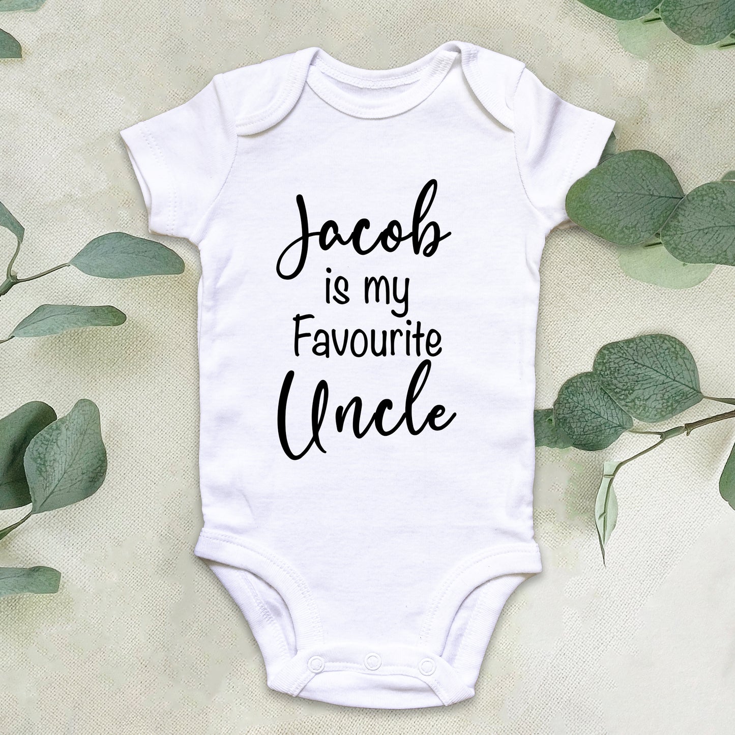 Personalised Jacob is my Favourite Uncle Baby Grow Vest - Add any Name