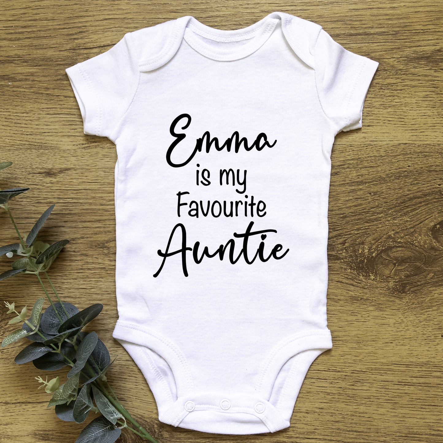 Personalised Emma is my Favourite Auntie Baby Grow Vest - Add any Name
