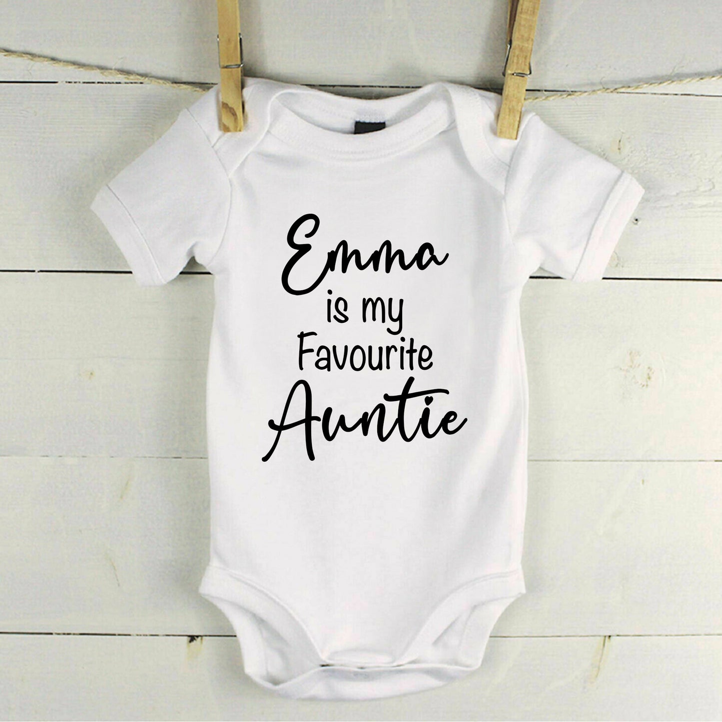 Personalised Emma is my Favourite Auntie Baby Grow Vest - Add any Name