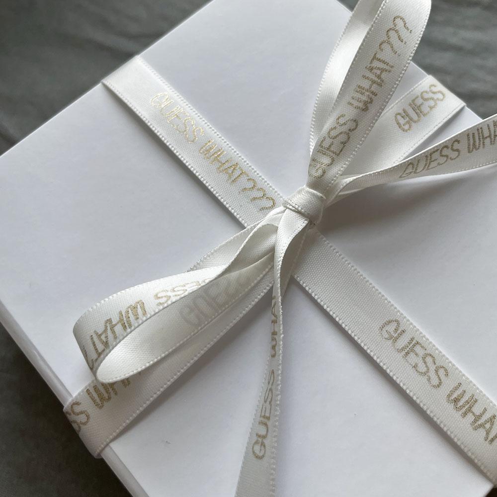 Guess What 'You're going to be .... ' Pregnancy Announcement Gift Boxed Grey Booties - Add any Name! 
