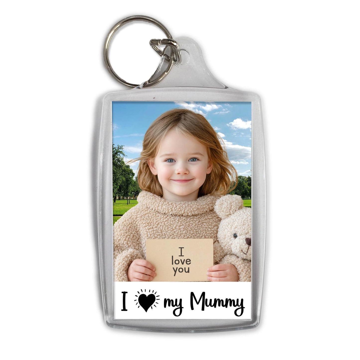 I love my Mummy Keyring - Mother's Day Photo Key ring - Any photo - Jumbo X Large 70mm x 45mm Keychain