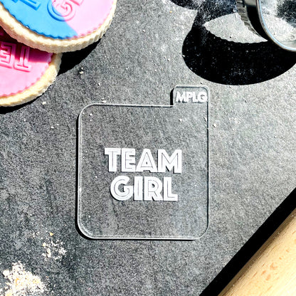 Team Girl Icing Stamp Embosser Stamp Fondant for Biscuits, Cookies, Cupcake Topper Decorations Stencil for Baby Shower Gender Reveal
