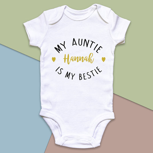 My Auntie is My Bestie Baby Grow Vest - Add any Name