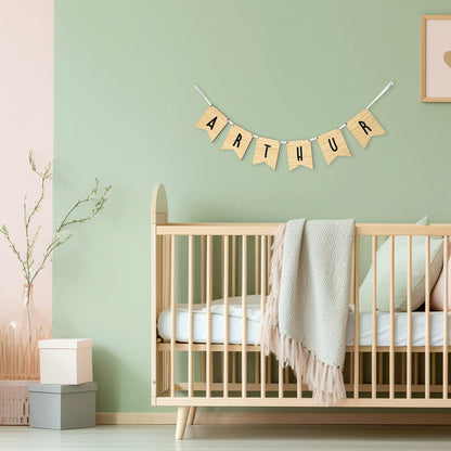 Personalised Oak Wood Name Bunting - Nursery or Child's Room Decor - Add any Name