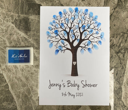 Personalised Baby Shower Finger Print Tree - Frame & Ink pad Option - Add your name & Date