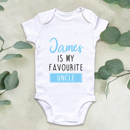 Personalised Favourite Auntie / Uncle Baby Grow Vest - Add any Name - Blue