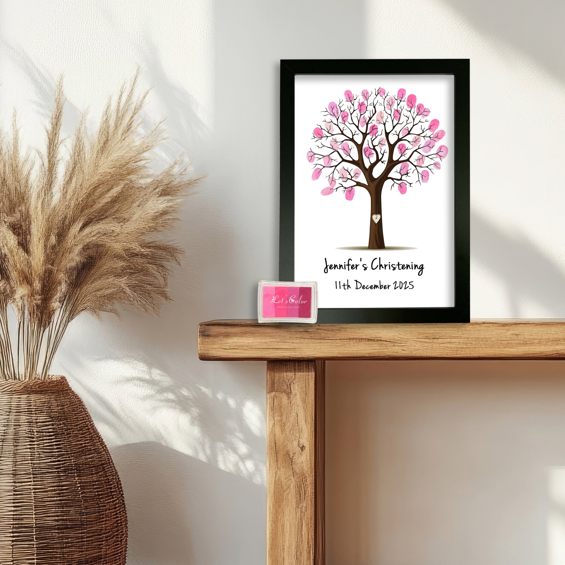 Personalised Christening Print - Finger Print Tree - Option include Frame and Ink Pad - Add your name & Date