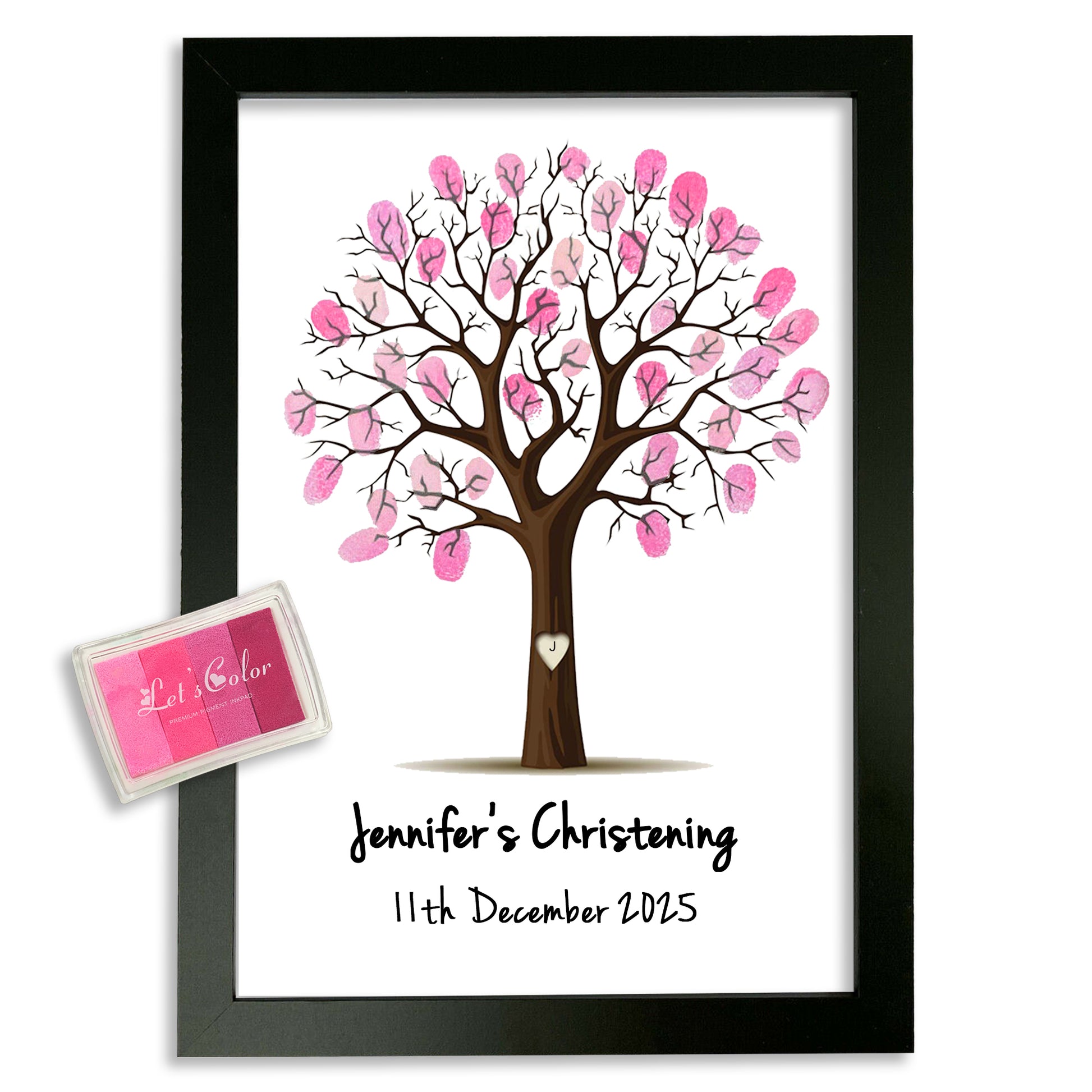 Personalised Christening Print - Finger Print Tree - Option include Frame and Ink Pad - Add your name & Date