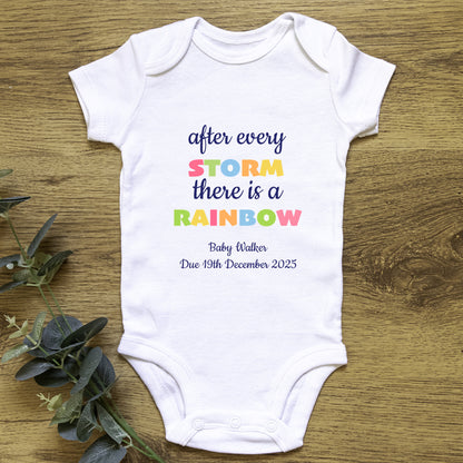 Personalised After Every Storm There is a Rainbow Baby Grow Vest