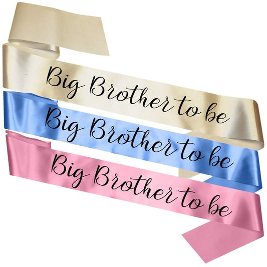 Big Brother To Be Sash Baby Shower Gender Reveal Sash - Choose your colour!