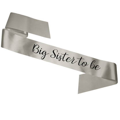 Big Sister To Be Sash Baby Shower Gender Reveal Sash - Choose your colour!