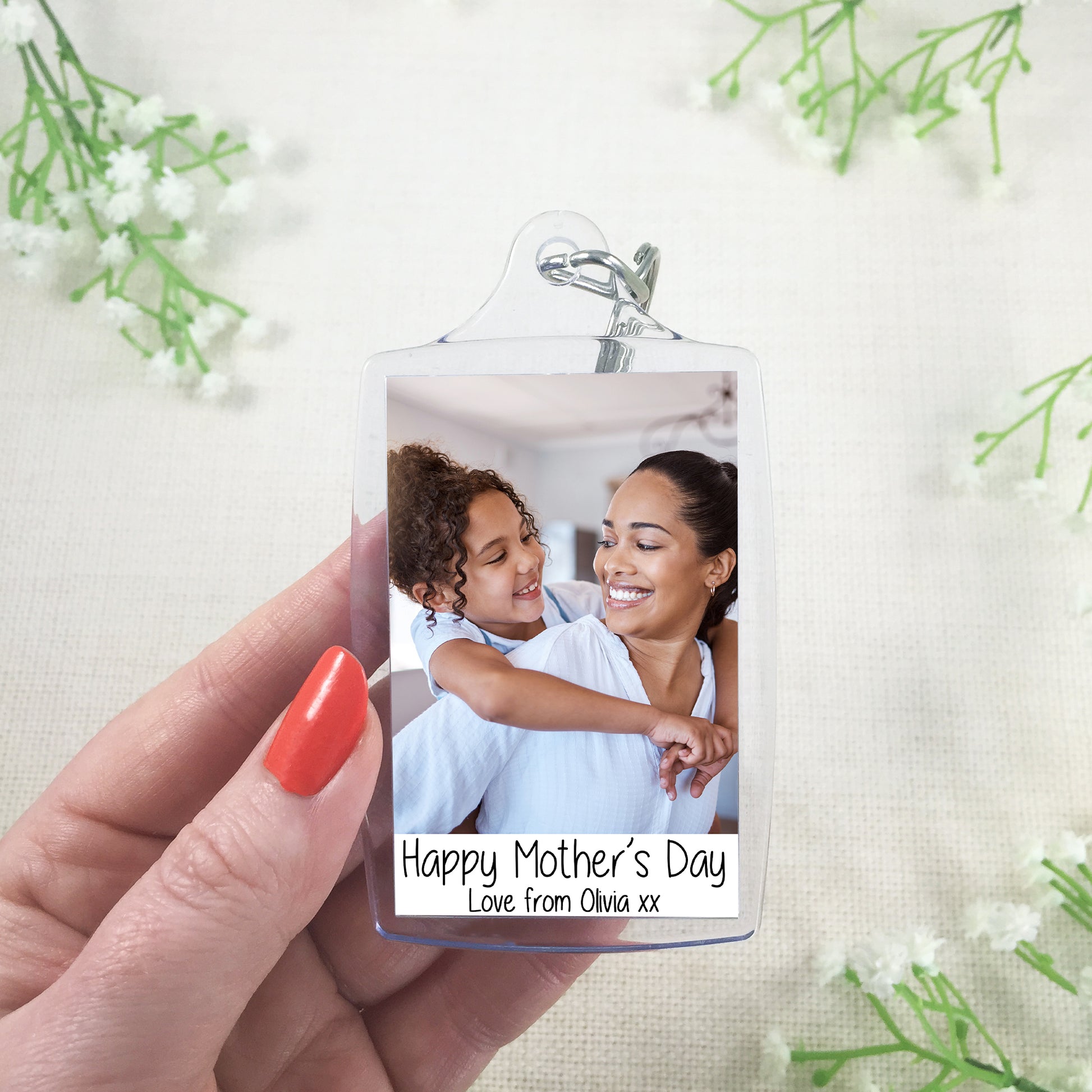 Personalised Happy Mother's Day Keyring - Photo Key ring - Any photo - Jumbo X Large 70mm x 45mm Keychain