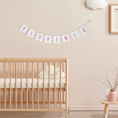 Personalised White Wood Name Bunting - Nursery or Child's Room Decor - Add any Name