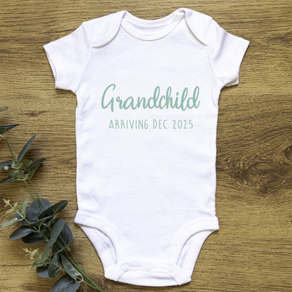 Grandchild Arriving Baby Grow Vest - Grandparents Pregnancy Announcement