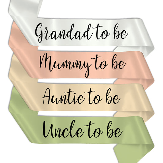 Baby Shower To Be Sash Gender Reveal - Choose any role and colour!