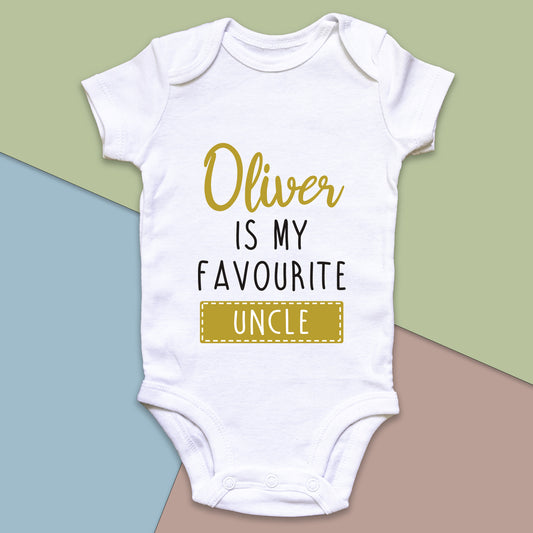 Personalised Favourite Auntie / Uncle Baby Grow Vest - Add any Name - Gold