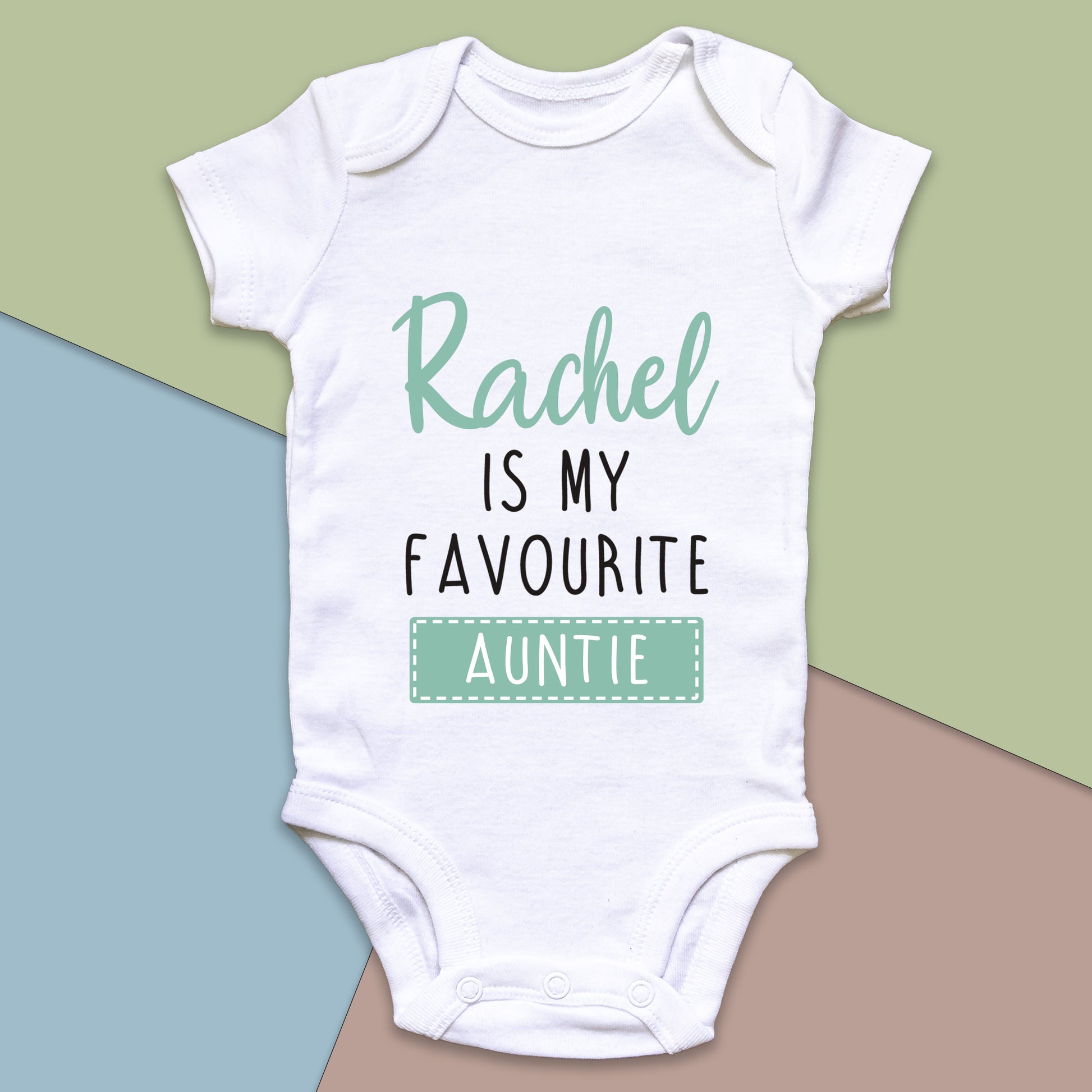 Personalised Favourite Auntie / Uncle Baby Grow Vest - Add any Name - Green