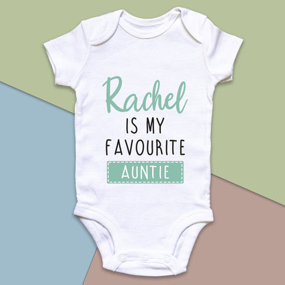 Personalised Favourite Auntie / Uncle Baby Grow Vest - Add any Name - Green